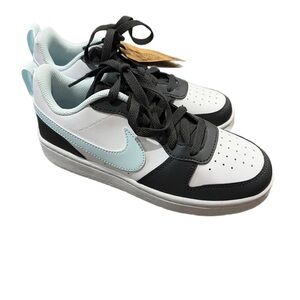 Nike Black, White, and Light Blue Athletic Shoes Court Borough Low Recraft